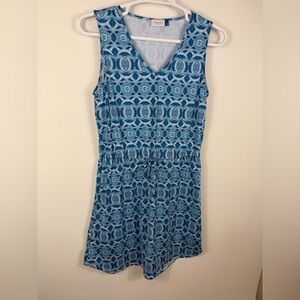 Cabana Life Blue and White Printed Sleeveless Dress